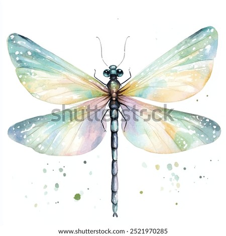 Damselfly watercolor clipart isolated white background 