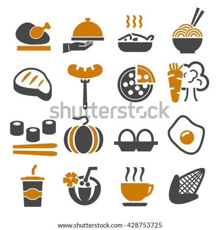 Food Icon Set Stock Vector Illustration 428753725 : Shutterstock