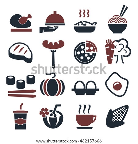Food Icon Set Stock Vector Illustration 462157666 : Shutterstock