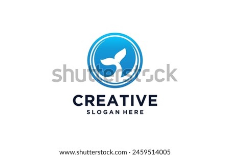 negative space shark tail ocean logo design