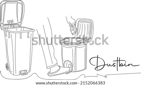 Outline sketch drawing of Dustbin container, Line art Illustration of vector silhouette of Dustbin container, Cleaning illustration Stockfoto © 