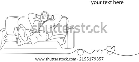 Lazy man vector, Sleeping man silhouette, outline sketch drawing of man sleeping on sofa in holiday, line art sketch illustration of man in comfortable pose