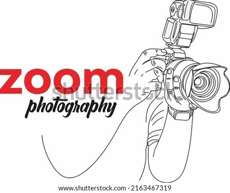 Photography logo, Photography camera vector, sketch drawing of hand holding polaroid camera, silhouette of still camera