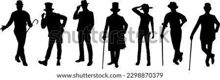 Classy Vector Silhouette Collection of Men in Hats in a Standing Position