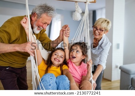 Similar – Image, Stock Photo Grandpa and grandchildren