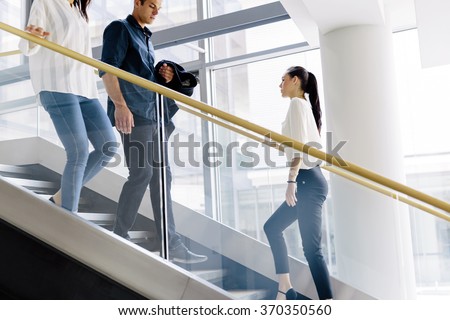 Similar – Image, Stock Photo Man takes the stairs from the park at the TV tower