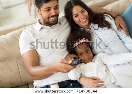 Similar – Image, Stock Photo Ethnic couple spending time in countryside field