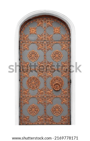Antique Door with Golden Ornament isolated on a white background.  Foto stock © 