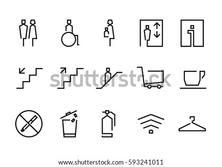 set of wayfinding system signage in simple line design