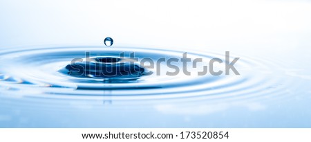 Drop of water falling on the surface of the water and splashing