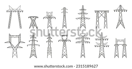 Similar – Image, Stock Photo High voltage pylons in front of orange-red evening sky, low horizon, crossing lines, pylons partly cut off