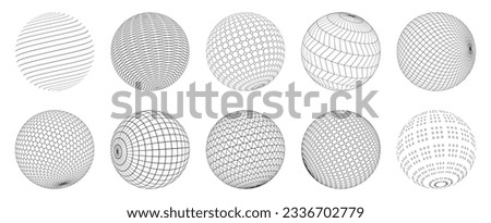 Polygonal spheres. Abstract 3d model of bacterium cell and virus, basic UI graphic low-polygonal sphere elements. Vector biology and physics concept. Different structure and surface set