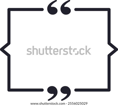 Rectangular speech bubble with quotation marks is waiting to be filled with important and inspiring quotes, thoughts, or dialogue, providing a platform for sharing ideas and expressing oneself