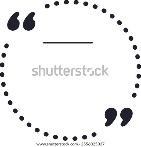 Round dotted frame featuring quotation marks, creating a blank space perfect for inserting quotes, comments, or statements, enhancing communication and design elements