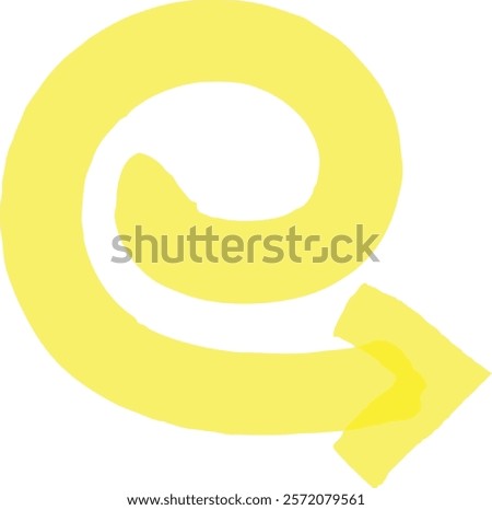 Yellow circular arrow rotating clockwise, representing a continuous process of progress and symbolizing a return to the starting point in a dynamic and modern design