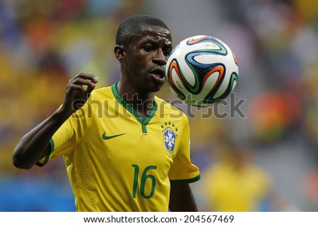 BRASILIA, BRAZIL - JULY 12, 2014: Ramires of Brazil during the World Cup Third place game between Brazil and the Netherlands in the Estadio Nacional. NO USE IN BRAZIL.