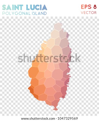 Saint Lucia polygonal, mosaic style island map. Impressive low poly style, modern design for infographics or presentation.