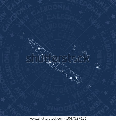 New Caledonia network style country map. Tempting space style, modern design for infographics or presentation.