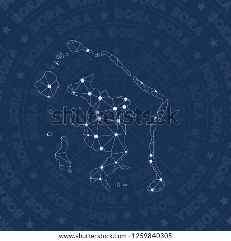 Bora Bora network, constellation style island map. impressive space style, modern design. network map for infographics or presentation.