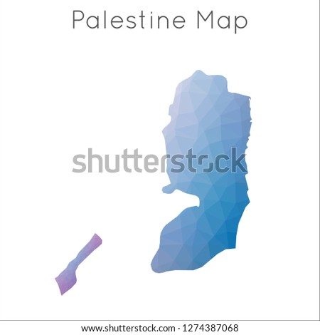 Low Poly map of Palestine. Palestine geometric polygonal, mosaic style map.