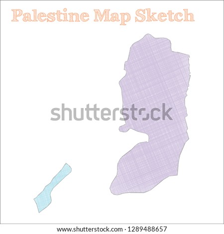 Palestine map. Hand-drawn country. Appealing sketchy Palestine map with regions. Vector illustration.