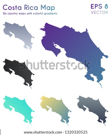 Map of Costa Rica with beautiful gradients. Admirable set of country maps. Great vector illustration.