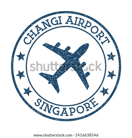 Changi Airport Singapore logo. Airport stamp vector illustration. Singapore aerodrome.