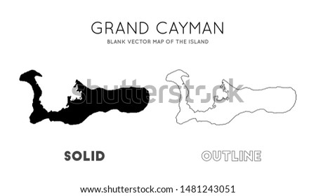 Grand Cayman map. Blank vector map of the Island. Borders of Grand Cayman for your infographic. Vector illustration.
