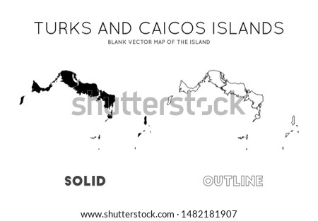 Turks and Caicos Islands map. Blank vector map of the Island. Borders of Turks and Caicos Islands for your infographic. Vector illustration.