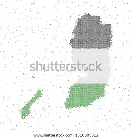 Map of Palestine. Mosaic style map with flag of Palestine. Vector illustration.