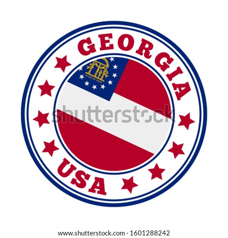 Georgia sign. Round us state logo with flag of Georgia. Vector illustration.