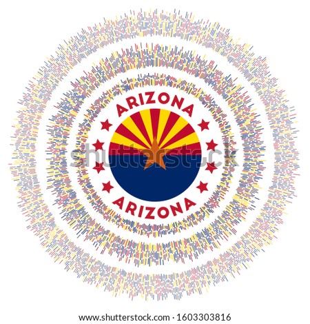 Arizona symbol. Radiant us state flag with colorful rays. Shiny sunburst with Arizona flag. Radiant vector illustration.