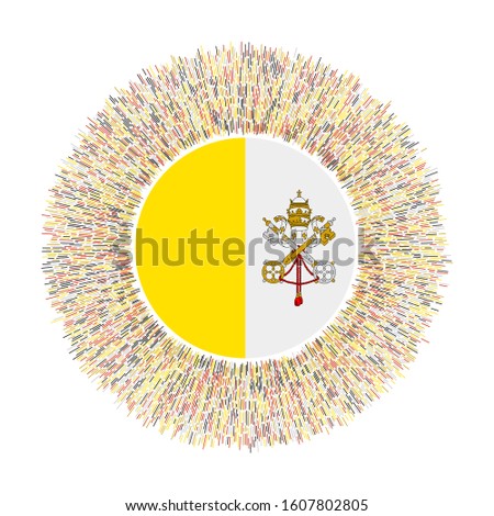 Flag of Vatican with colorful rays. Radiant country sign. Shiny sunburst with Vatican flag. Beautiful vector illustration.