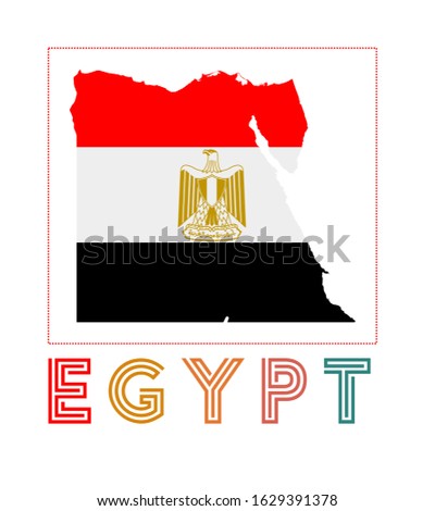 Egypt Logo. Map of Egypt with country name and flag. Artistic vector illustration.