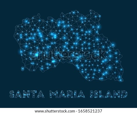 Santa Maria Island network map. Abstract geometric map of the island. Internet connections and telecommunication design. Cool vector illustration.