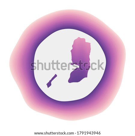 Palestine icon. Colorful gradient logo of the country. Purple red Palestine rounded sign with map for your design. Vector illustration.