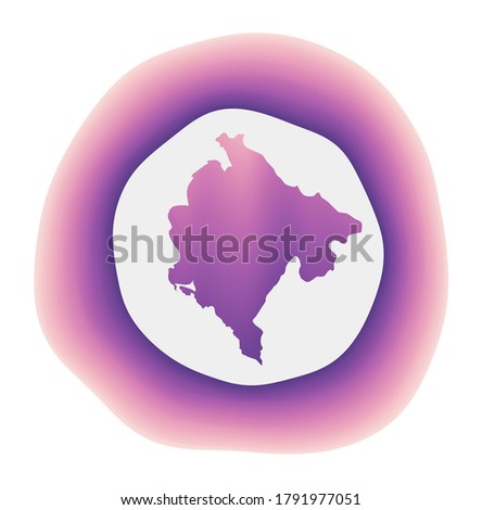 Montenegro icon. Colorful gradient logo of the country. Purple red Montenegro rounded sign with map for your design. Vector illustration.