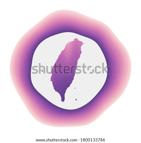 Taiwan icon. Colorful gradient logo of the country. Purple red Taiwan rounded sign with map for your design. Vector illustration.
