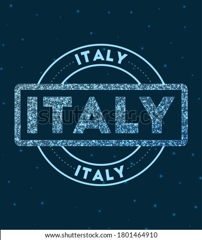 Italy. Glowing round badge. Network style geometric Italy stamp in space. Vector illustration.