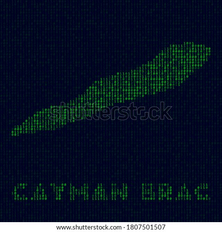 Digital Cayman Brac logo. Island symbol in hacker style. Binary code map of Cayman Brac with island name. Astonishing vector illustration.