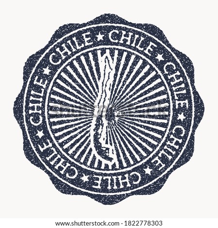 Chile stamp. Travel rubber stamp with the name and map of country, vector illustration. Can be used as insignia, logotype, label, sticker or badge of the Chile.