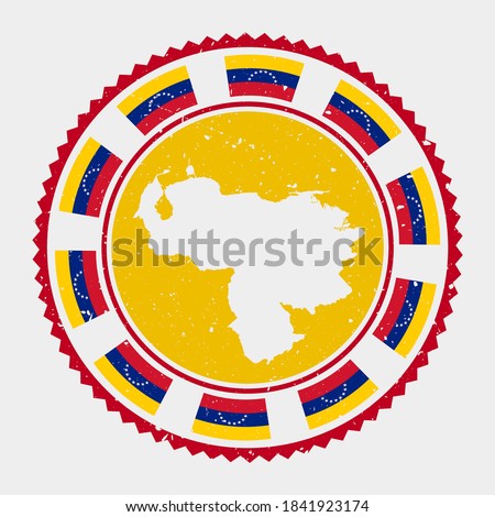 Venezuela grunge stamp. Round logo with map and flag of Venezuela. Country stamp. Vector illustration.