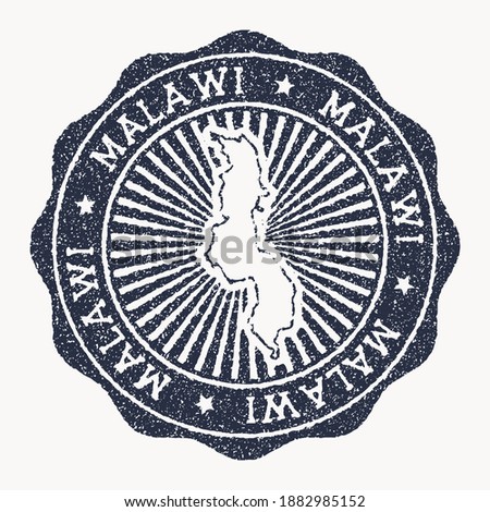 Malawi stamp. Travel rubber stamp with the name and map of country, vector illustration. Can be used as insignia, logotype, label, sticker or badge of the Malawi.