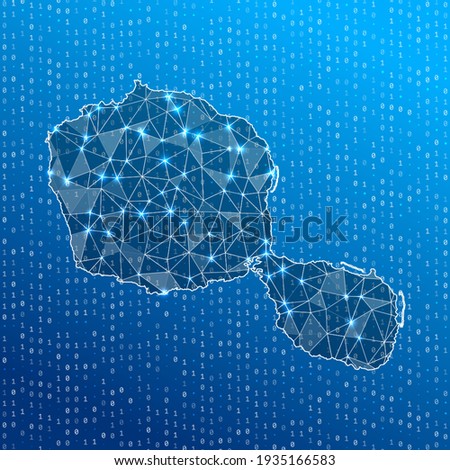Network map of Tahiti. Island digital connections map. Technology, internet, network, telecommunication concept. Vector illustration.