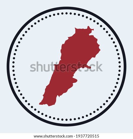 Lebanon round stamp. Round logo with country map and title. Stylish minimal Lebanon badge with map. Vector illustration.