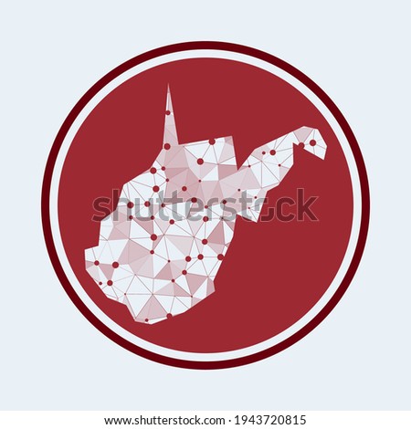 West Virginia icon. Trendy tech logo of the us state. Geometric mesh round design. Technology, internet, network, telecommunication concept. Vector illustration.