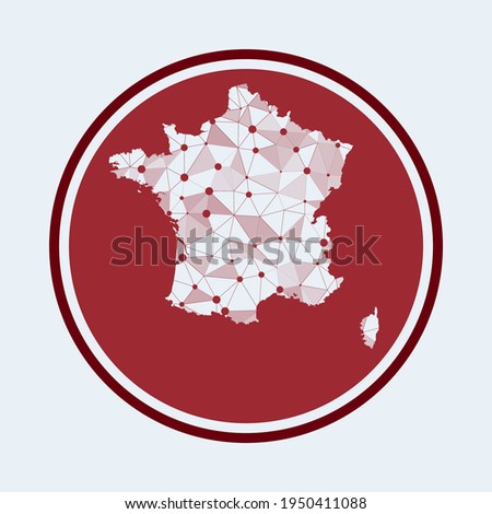 France icon. Trendy tech logo of the country. Geometric mesh round design. Technology, internet, network, telecommunication concept. Vector illustration.