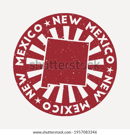 New Mexico stamp. Travel red rubber stamp with the map of us state, vector illustration. Can be used as insignia, logotype, label, sticker or badge of the New Mexico.