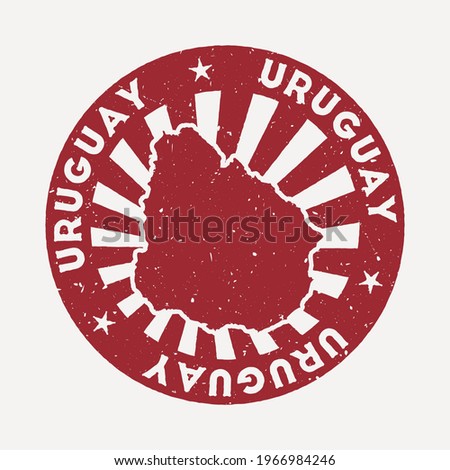 Uruguay stamp. Travel red rubber stamp with the map of country, vector illustration. Can be used as insignia, logotype, label, sticker or badge of the Uruguay.