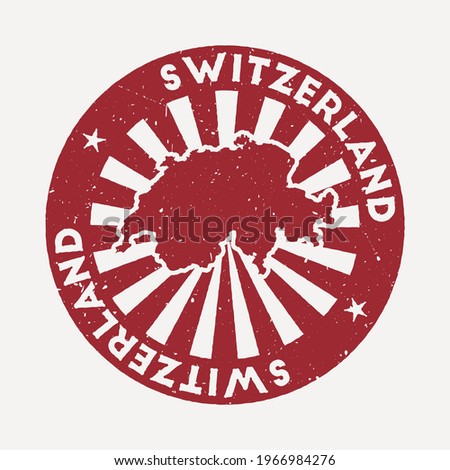 Switzerland stamp. Travel red rubber stamp with the map of country, vector illustration. Can be used as insignia, logotype, label, sticker or badge of the Switzerland.